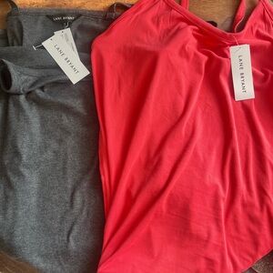 2 Lane Bryant Ribbed Scoop Tank Tops in Hot Pink and Charcoal